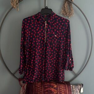 Tommy Hilfiger Navy and Red Floral Blouse